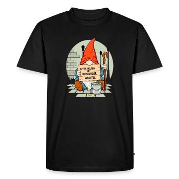Gnome affamé | S’il vous plaît, aidez Gnome - T-shirt Premium bio Homme - noir - Devant - Nico (187cm)