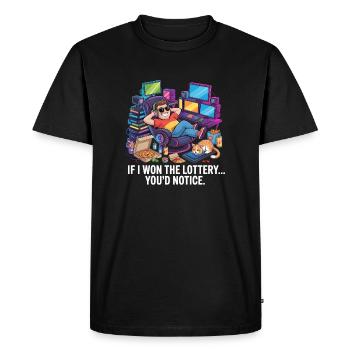 Funny If I Won The Lottery You'd Notice Yacht boat - Men's Premium Organic T-Shirt - black - Front - Nico (187cm)