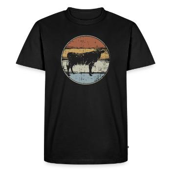 Vintage Cow - Men's Premium Organic T-Shirt - black - Front - Nico (187cm)