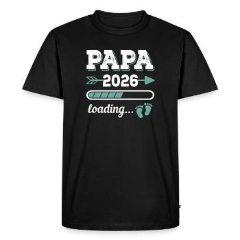 Papa 2026 Loading Idée cadeau futur papa - T-shirt Premium bio Homme - noir - Devant - Nico (187cm)
