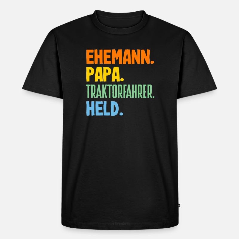 Ehemann Papa Traktorfahrer Held - Männer Premium Bio T-Shirt - Schwarz