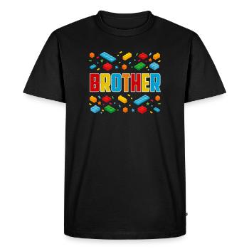 Frère brique constructeur Créatif Famille Bloc Amoureux - T-shirt Premium bio Homme - noir - Devant - Nico (187cm)