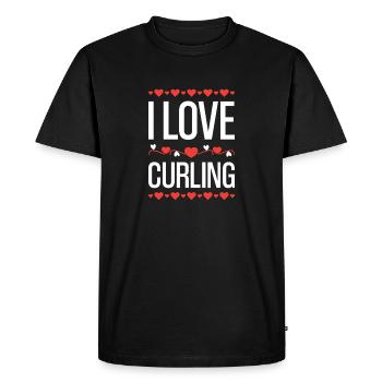 J’adore le curling en cœur - T-shirt Premium bio Homme - noir - Devant - Nico (187cm)