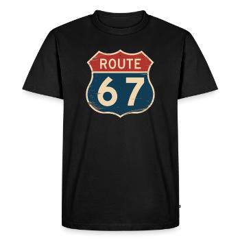 Route 67 Vintage Highway Sign Retro Road Trip - T-shirt Premium bio Homme - noir - Devant - Nico (187cm)