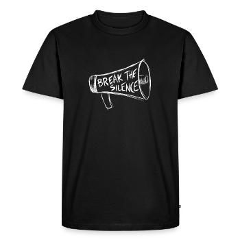 Briser le silence Mégaphone Dessin au trait - T-shirt Premium bio Homme - noir - Devant - Nico (187cm)