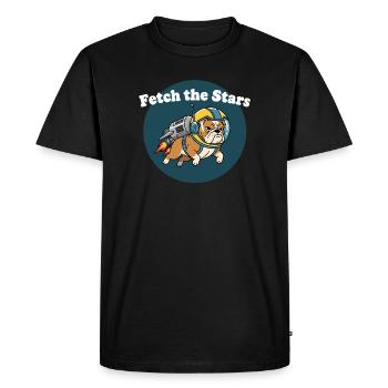 Aller chercher les étoiles Bulldog astronaute - T-shirt Premium bio Homme - noir - Devant - Nico (187cm)