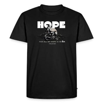 Hope For All My Hope Is In Him Psalm 62 5 Motorcycle - Men's Premium Organic T-Shirt - black - Front - Nico (187cm)