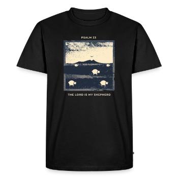 Psaume 23 Le Seigneur est mon berger - T-shirt Premium bio Homme - noir - Devant - Nico (187cm)