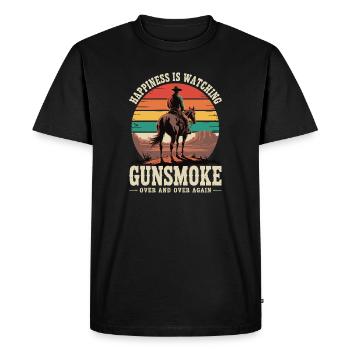 Classic Western TV - Cowboy Sunset Design - Men's Premium Organic T-Shirt - black - Front - Nico (187cm)
