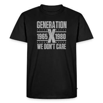 Generation X We Don’t Care Funny Nostalgia Quote - Men's Premium Organic T-Shirt - black - Front - Nico (187cm)