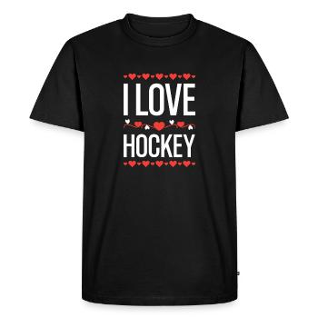 J’aime l’imprimé hockey - T-shirt Premium bio Homme - noir - Devant - Nico (187cm)