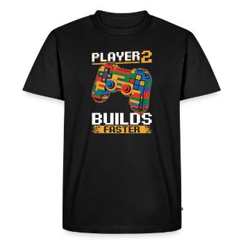 Building Blocks Gamer Gaming Brick Builder - Men's Premium Organic T-Shirt - black - Front - Nico (187cm)