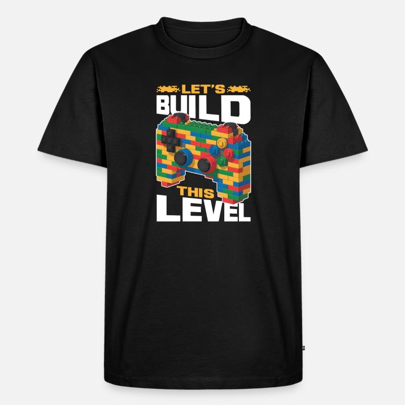 Building Blocks Gamer Gaming Brick Builder - Männer Premium Bio T-Shirt - Schwarz