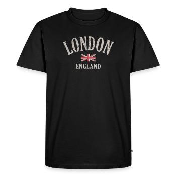 Londres Vintage Union Jack - T-shirt Premium bio Homme - noir - Devant - Nico (187cm)
