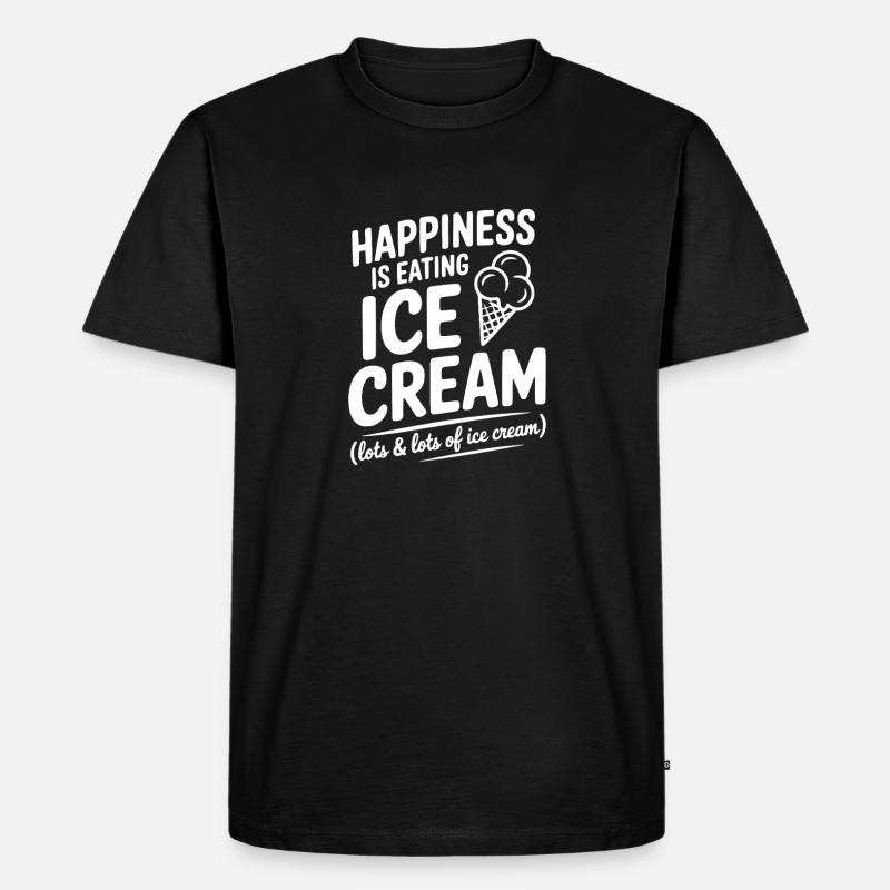 Glück ist Sahne essen - Männer Premium Bio T-Shirt - Schwarz