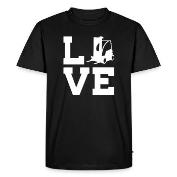 Love for Warehouse and Freight Forwarding – Forklift Driver - Men's Premium Organic T-Shirt - black - Front - Nico (187cm)