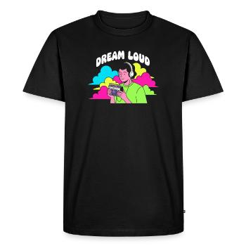 Dream Loud Neon Vibes - T-shirt Premium bio Homme - noir - Devant - Nico (187cm)