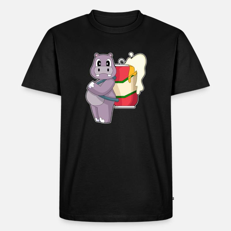 Nilpferd Bier - Männer Premium Bio T-Shirt - Schwarz