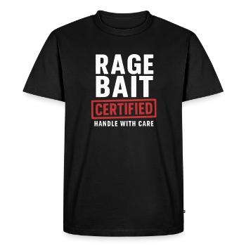 Rage Bait Poignée certifiée avec soin, drôle - T-shirt Premium bio Homme - noir - Devant - Nico (187cm)