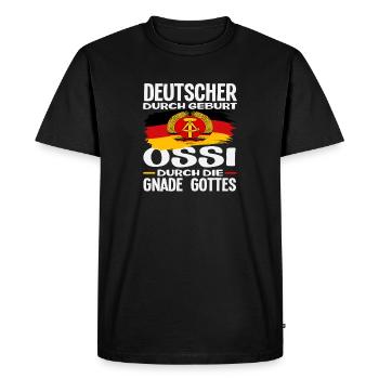 Grace of God Ossi Saying GDR Pride - Men's Premium Organic T-Shirt - black - Front - Nico (187cm)