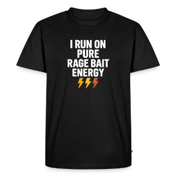 Pure Rage Bait Energy, Funny Saying  - Men's Premium Organic T-Shirt - black - Front - Nico (187cm)