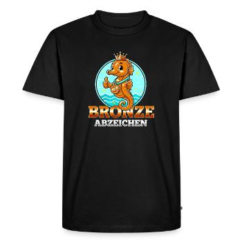 Cours de natation Seahorse Bronze Badge - T-shirt Premium bio Homme - noir - Devant - Nico (187cm)