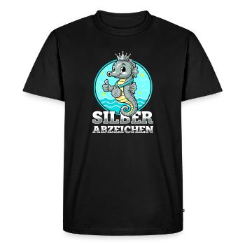 Insigne d’argent Natation Performance réussie - T-shirt Premium bio Homme - noir - Devant - Nico (187cm)