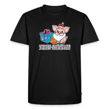 Merry Christmas with the Pig Nightman! - Men's Premium Organic T-Shirt - black - Front - Nico (187cm)