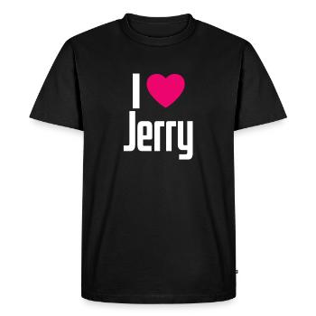 I Love Jerry Pink Heart I Love Jerry - Men's Premium Organic T-Shirt - black - Front - Nico (187cm)