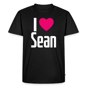 I Love Sean Pink Heart I Love Sean - Men's Premium Organic T-Shirt - black - Front - Nico (187cm)