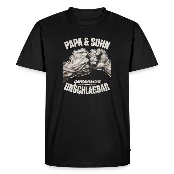 Dad and son Faust together unbeatable - Men's Premium Organic T-Shirt - black - Front - Nico (187cm)