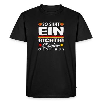 This is how a cool Ossi saying sees GDR pride - Men's Premium Organic T-Shirt - black - Front - Nico (187cm)