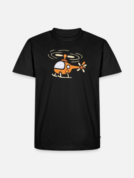 Funny cartoon helicopter in comic style - Men's Premium Organic T-Shirt - black