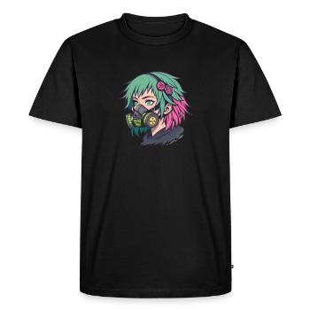 Masque à gaz néon Portrait punk - T-shirt Premium bio Homme - noir - Devant - Nico (187cm)