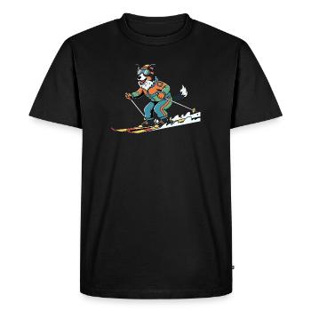 Skiing Dog Winter Sports Funny Slope Hero - Men's Premium Organic T-Shirt - black - Front - Nico (187cm)
