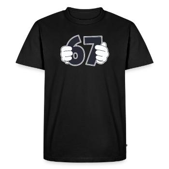 Minimalist Fun Number 67 Graphic Design - Men's Premium Organic T-Shirt - black - Front - Nico (187cm)