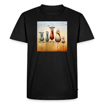 volée d’oiseaux sur un fil - T-shirt Premium bio Homme - noir - Devant - Nico (187cm)