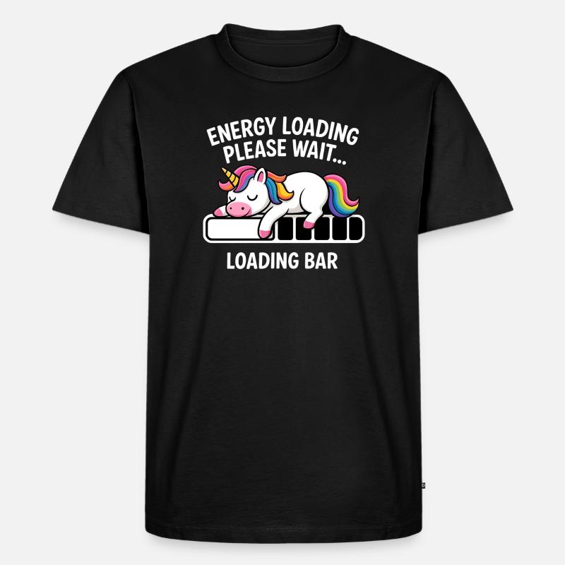 Einhorn Energie Loading Please Wait - Männer Premium Bio T-Shirt - Schwarz