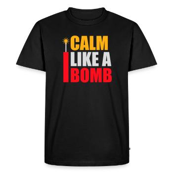 Calme comme une bombe Paradoxe Ironie Humour Blague explosive - T-shirt Premium bio Homme - noir - Devant - Nico (187cm)