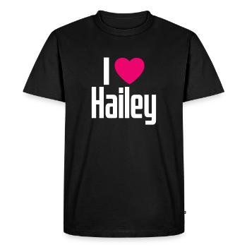 I Love Hailey Pink Heart I Love Hailey - Men's Premium Organic T-Shirt - black - Front - Nico (187cm)