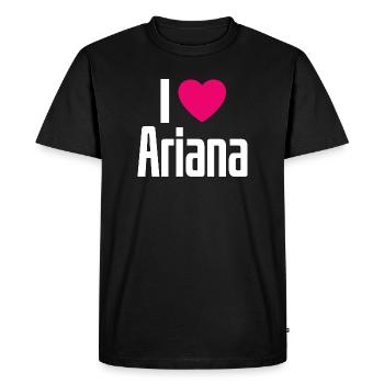 J’aime Ariana Coeur rose J’aime Ariana - T-shirt Premium bio Homme - noir - Devant - Nico (187cm)