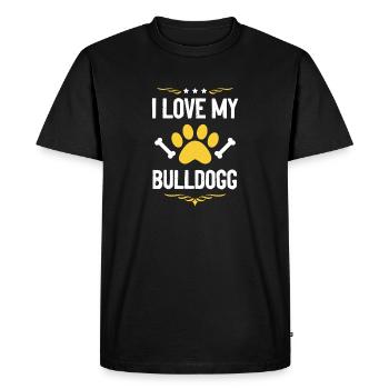 J’aime mon bouledogue - T-shirt Premium bio Homme - noir - Devant - Nico (187cm)
