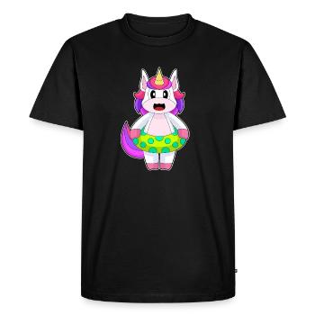 Unicorn Swimming Swim Ring Summer - Men's Premium Organic T-Shirt - black - Front - Nico (187cm)