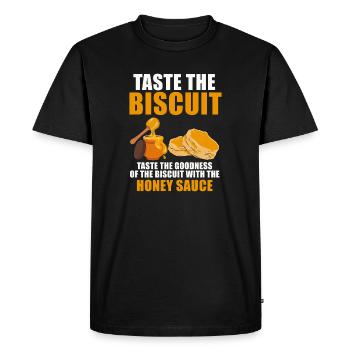 Taste the Biscuit with Honey Sauce - Men's Premium Organic T-Shirt - black - Front - Nico (187cm)