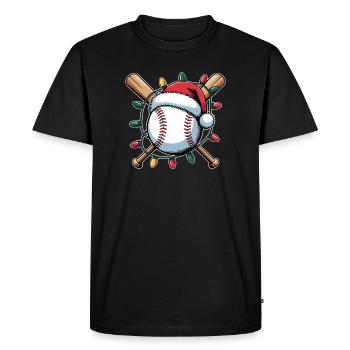 Père Noël Baseball Lumières de Noël - T-shirt Premium bio Homme - noir - Devant - Nico (187cm)