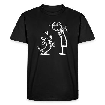 Warm friendship between man and dog - Men's Premium Organic T-Shirt - black - Front - Nico (187cm)