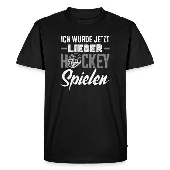 Funny Hockey Hockey Player Gift - Men's Premium Organic T-Shirt - black - Front - Nico (187cm)