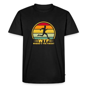 Course à pied Où est le marathonien d’arrivée - T-shirt Premium bio Homme - noir - Devant - Nico (187cm)