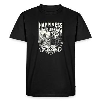 Le bonheur, c’est d’être à l’extérieur, la nature, la randonnée, l’humour - T-shirt Premium bio Homme - noir - Devant - Nico (187cm)