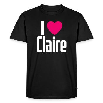 I Love Claire Pink Heart I Love Claire - Men's Premium Organic T-Shirt - black - Front - Nico (187cm)